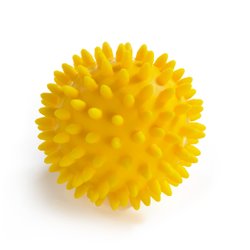 Gul massagebold på 8 cm. med dupper.